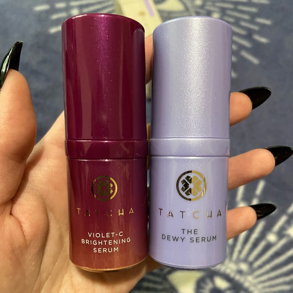 Tatcha skincare minis The Dewy Serum and Violet C Brightening Serum